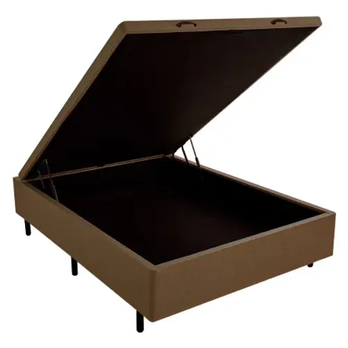 Cama Box Baú Casal Alpha Linho Marrom 138x188 / entrega hoje