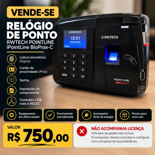 RELÓGIO DE PONTO RWTECH - SEMINOVO