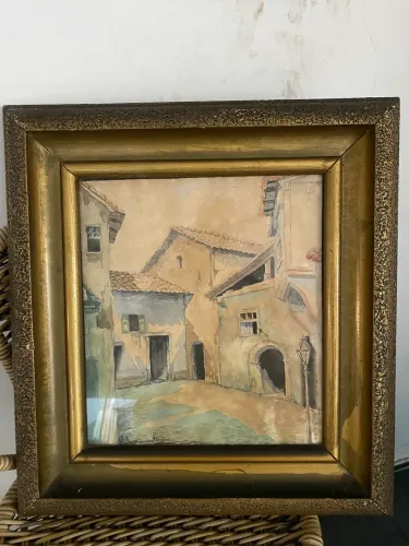 Duas aquarelas 1946 com moldura original