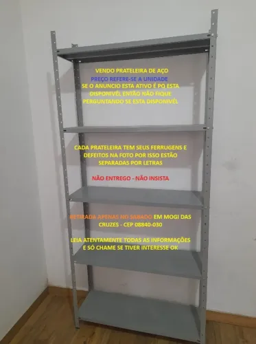 Estante de Aço 5 Prateleiras (Usada / Conforme foto) Valor refere-se a unidade