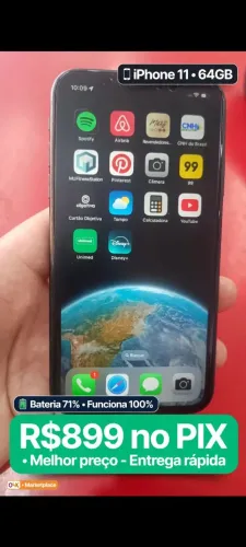 iPhone 11 64GB - 71% - R$899 no PIX