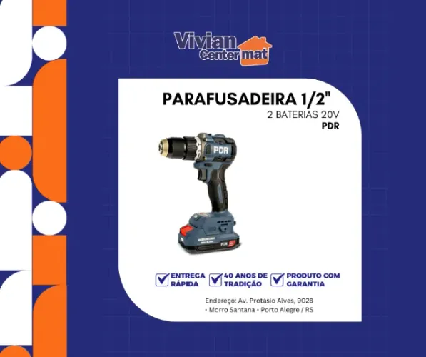 Parafusadeira 1/2'' 2 Baterias 20v PDR
