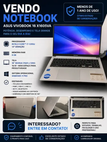 Notebook Assus vivobook I7