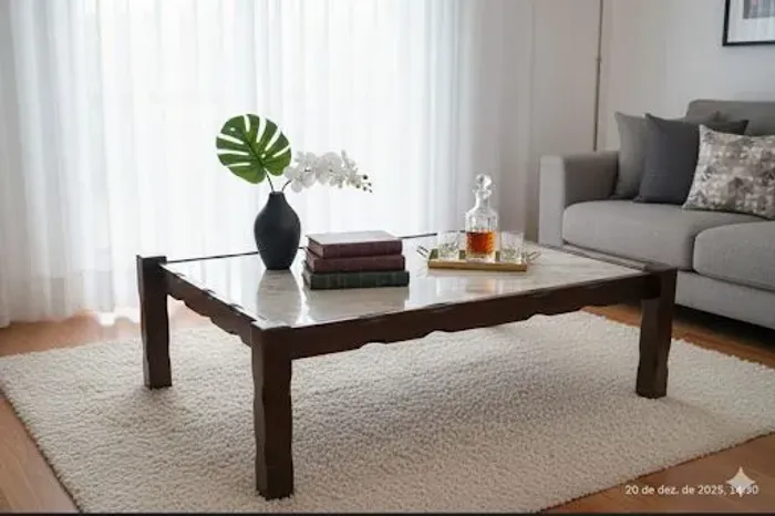 MESA DE CENTRO EM JACARANDÁ/MARMORE  