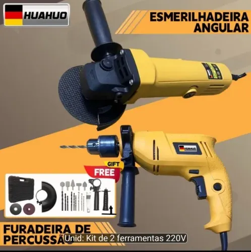 maleta mais furadeira mais esmerilhadeira e acessórios 299,90 a vista