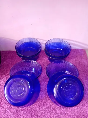 São 8 tigelinha de sobremesa colorex azul