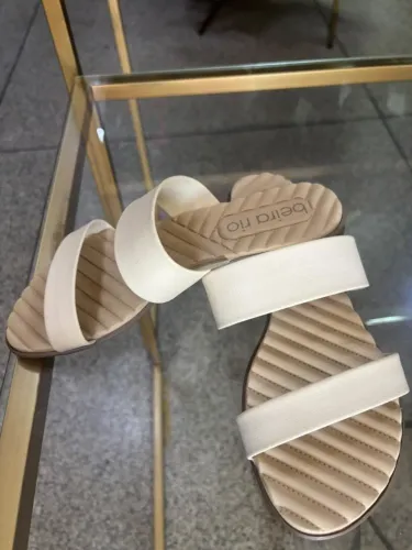 Rasteira Beira Rio Feminina Tira Larga Off White Nude