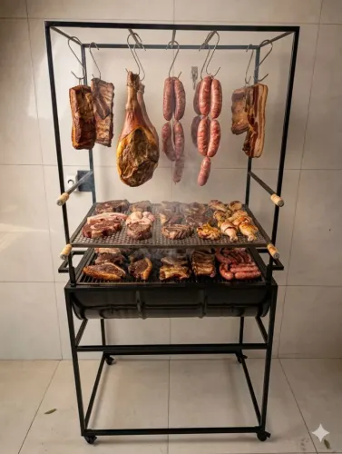 Churrasqueira dupla função para assar costelão ou para assar carnes em manta