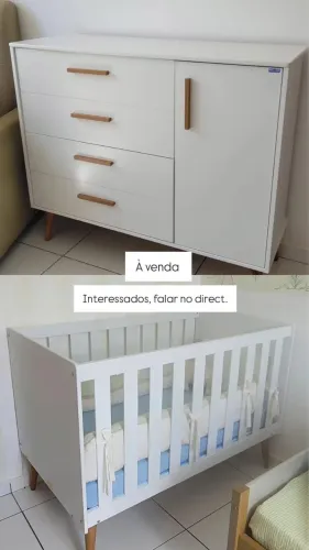 Berço Americano e Cômoda Infantil da marca Reller e o colchão impermeável