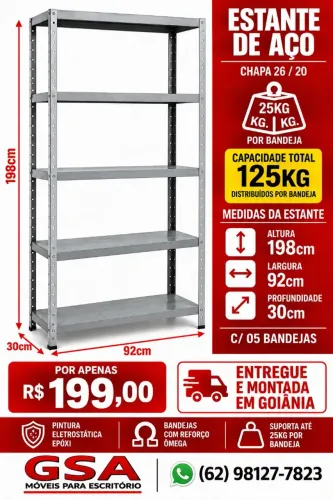 Estante de aço 5 prateleiras ( Entrega grátis para Goiânia! )