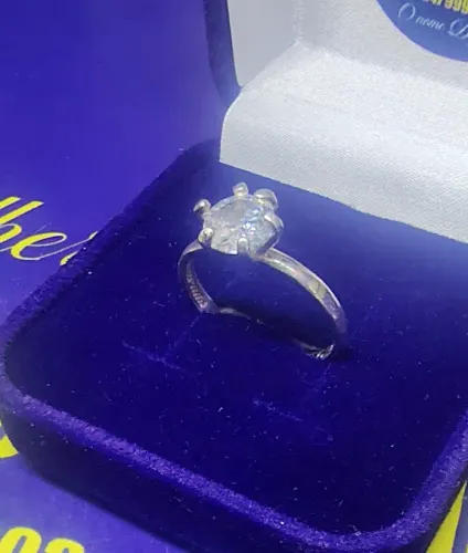 Anel Amor Eterno Solitário Prata 925 Pedras Zircônias Grande 7 mm Aro 2 mm