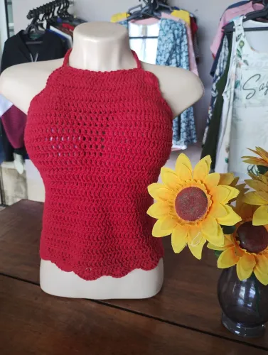 Blusa Cropped em Crochê