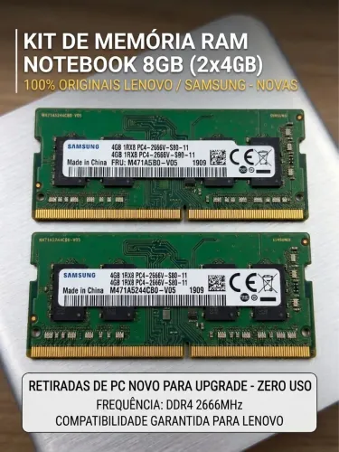 Memória RAM Notebook 4GB DDR4 2666MHz Samsung Original Lenovo