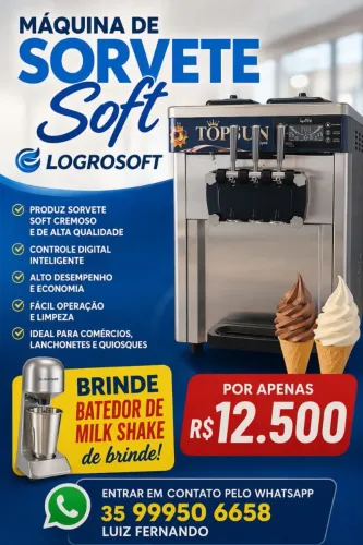 Máquina de sorvete soft logrosoft 