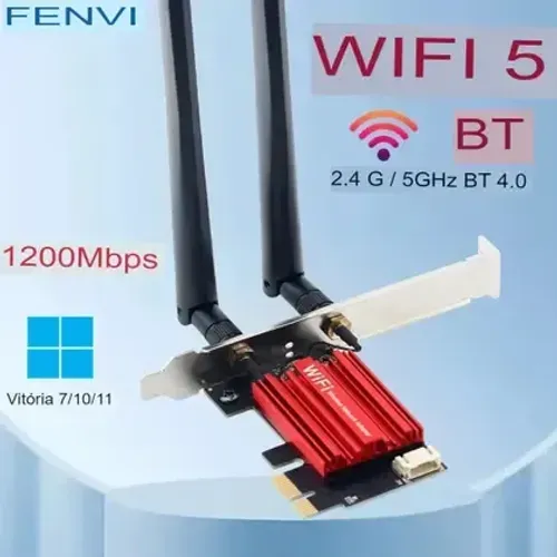 Placa PCI-e Wifi 5 (2.4/5GHz) + BT 4.0 - Entrega grátis JP