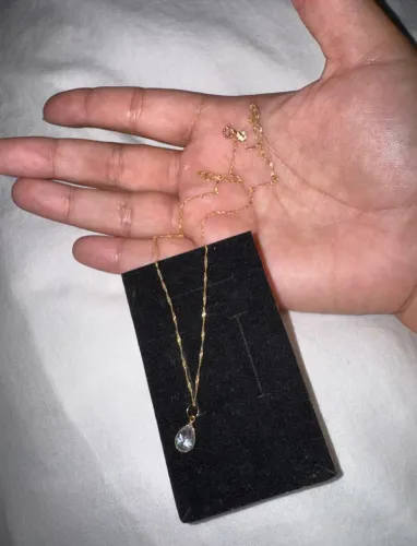 Cordão 45cm ouro 18k 1.05g com pingente gota 