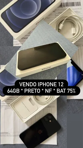 iPhone 12 64GB Preto Excelente estado C/ NF