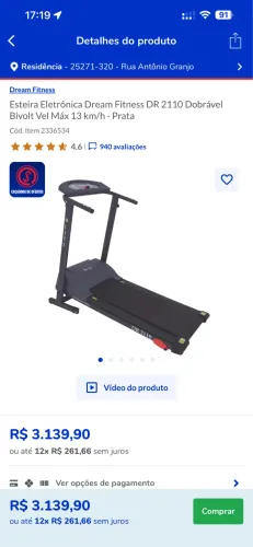 Esteira eletrônica dream fitness DR dobrável bivolt com velocidade de 13km/h prata