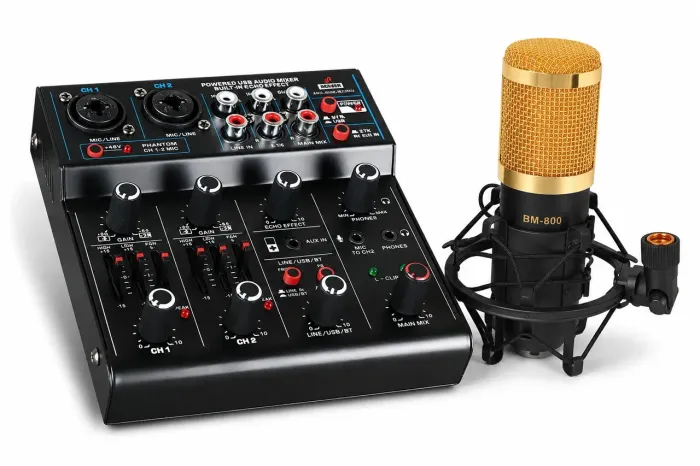 Mesa de som/Interface ARCMINI-MX2eq + Mic condensador BM800