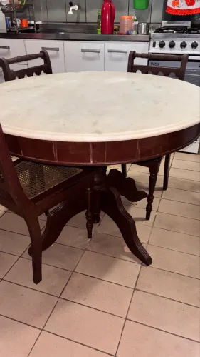 mesa alta qualidade de madeira e mármore 