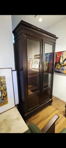CRISTALEIRA/ARMÁRIO ANTIGO COM PORTAS DE VIDRO,MADEIRA IMBUIA