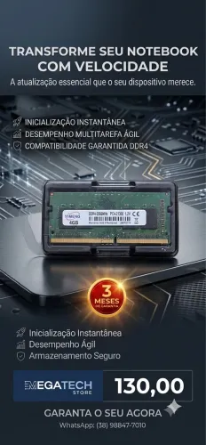 MEMÓRIA RAM PARA NOTEBOOK DDR4 4GB POR APENAS 130,00!