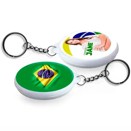 500 Bottons e Pins Personalizados Dupla Face 3X3cm Com Chaveiro Modelo Redondo