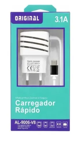Carregador Rápido 3.1a Al-9006-v8 Com Cabo Micro Usb