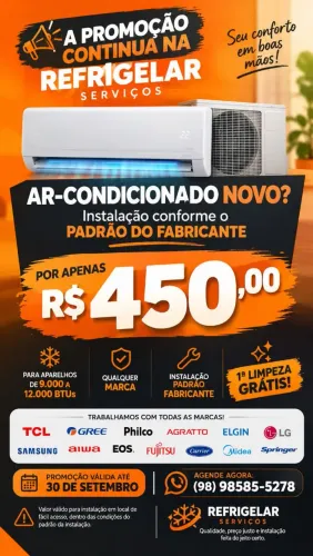 Ar Condicionado Novo 9000btus a 12000btus 450,00R$