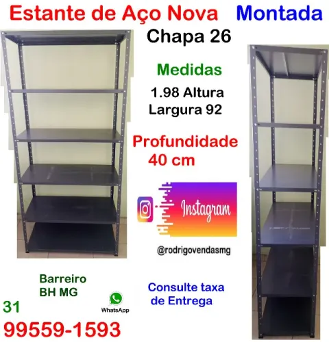 Estante de Aço Prateleira Casa estoque comercio Escritório Loja Auto Escola Industria