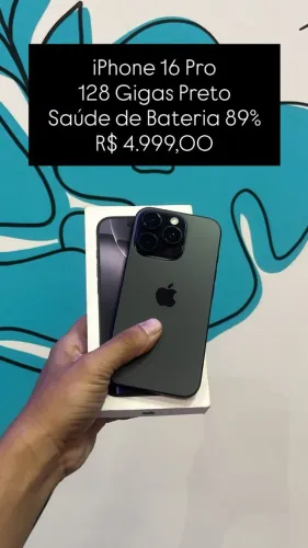 Seminovo: iPhone 16 Pro 128GB Preto - Bateria 89% | Loja Fisica
