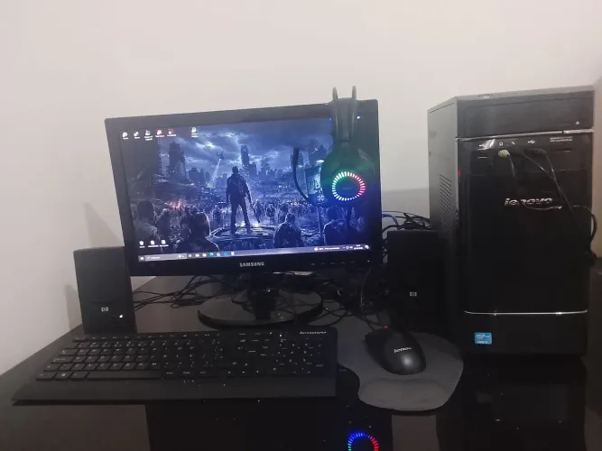 PC Completo Lenovo + Monitor Samsung + Cadeira Ergonômica + Headset RGB