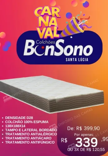 Colchao d28 bonsono solteiro 88x188 pronta entrega 