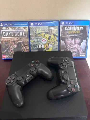 Ps4 Slim + 3 jogos 2 controles