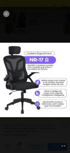 CADEIRA DE ESCRITÓRIO ERGOMETRICA NOVA