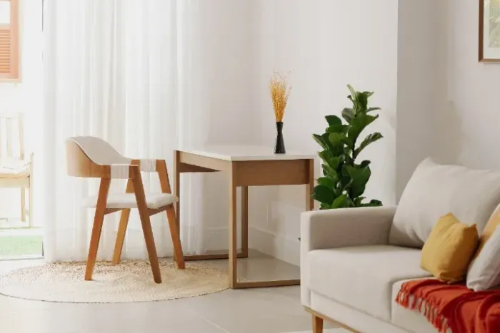 Mesa de Escritório em Off White e Freijó 1 Gaveta 118cm Industrial