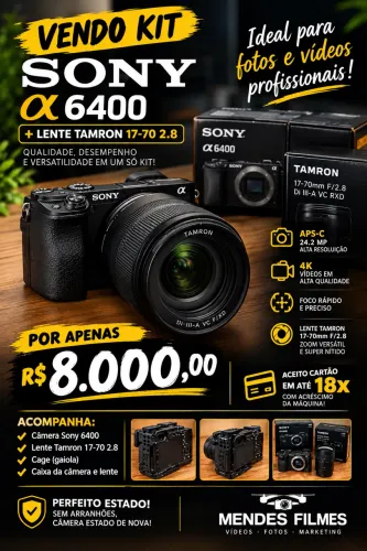 CÂMERA SONY - 6400 + LENTE 17-70