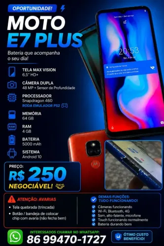  VENDO MOTO E7 PLUS - R$ 250 (NEGOCIÁVEL)