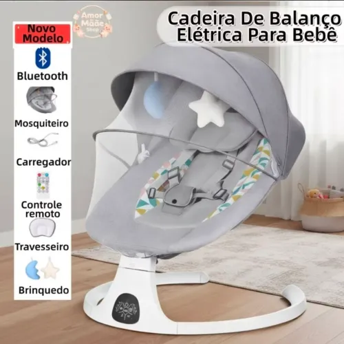 Cadeirinha De Bebê Elétrica, Com Bluetooth, Cor Cinza ( Nunca Usado)