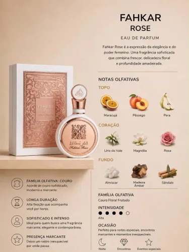 ? Perfume Fakhar Rose Lattafa 100ml - Árabe Importado | Feminino