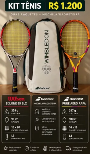 Kit tennis - 2 raquetes + raqueteira
