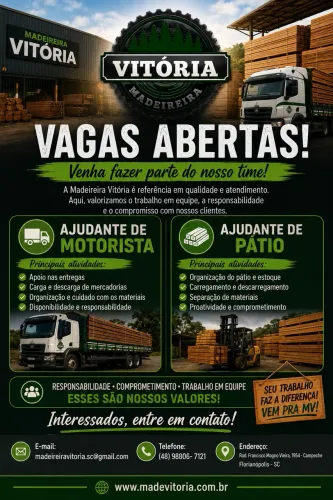 Vaga para ajudante de motorista, e auxiliar de pátio.