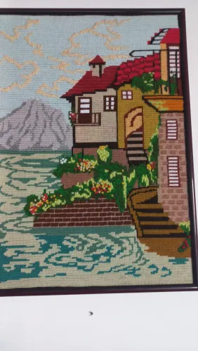 Quadro decorativo bordado a mão
