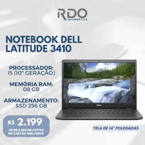 Notebook Dell Latitude 3410 i5 10ª Geração 8GB 256GB SSD 14" - Ideal para trabalho!