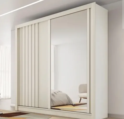 Guarda-Roupa Casal Elegance 2 Portas de Correr com Espelho e 4 Gavetas