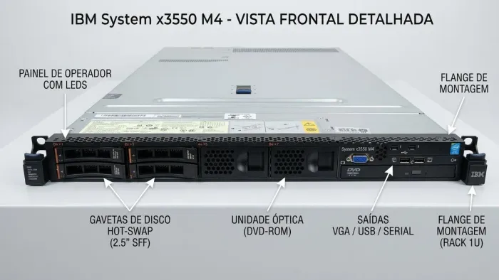 IBM System x3550 M4 - Servidor Rack 1U - Dual Xeon / 24 slots RAM / IMM2 / (Revisado)