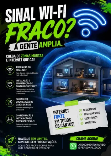Instalação Roteadores WI-FI e Pontos de Rede Cabeado.