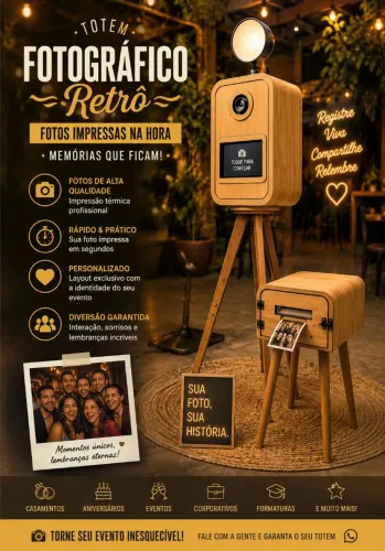 Totem fotográfico retrô , mais sua foto impressa na hora 