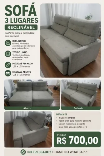 Sofá reclináveis e retrátil
