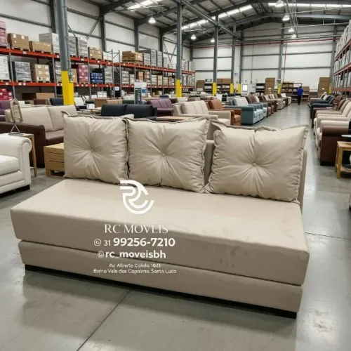 Sofá Cama Bicama 1,70m Suede Bege D33 Compacto e Funcional Durável